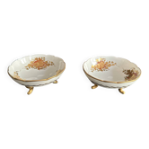 Pair of tripod bowls in gilded Limoges porcelain.