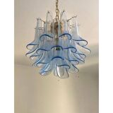 Contemporary blue “selle” murano glass chandelier