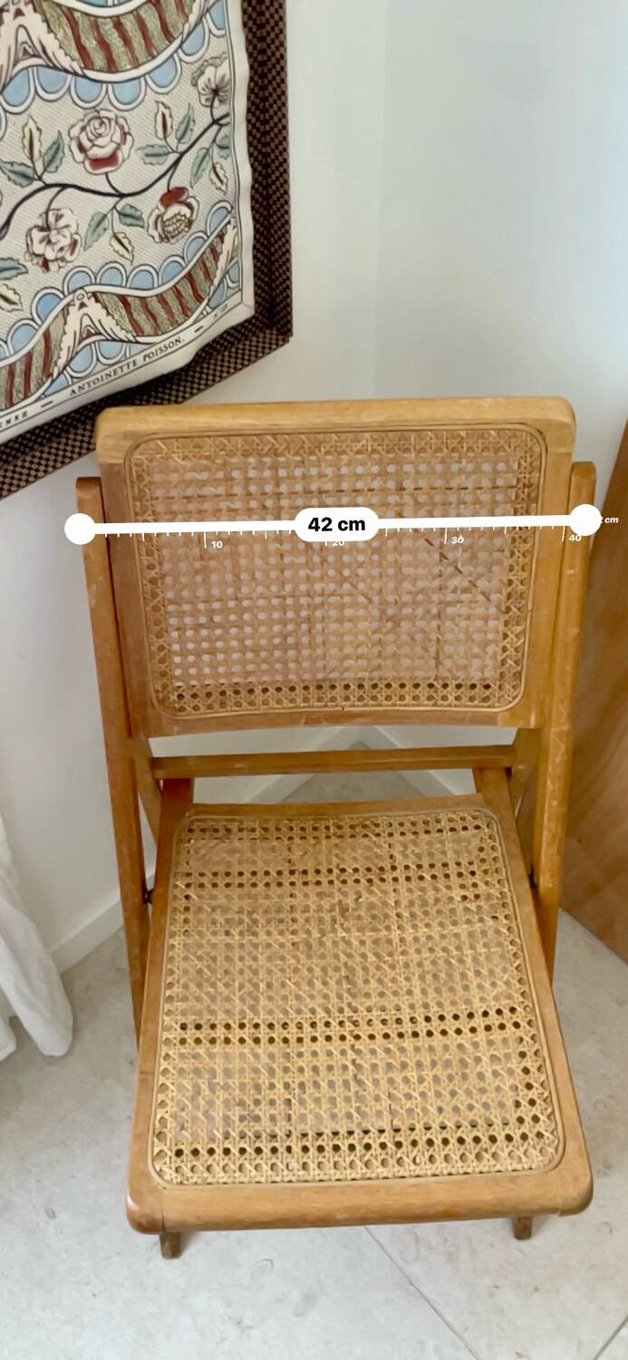 Folding wooden and cane chair