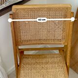 Folding wooden and cane chair