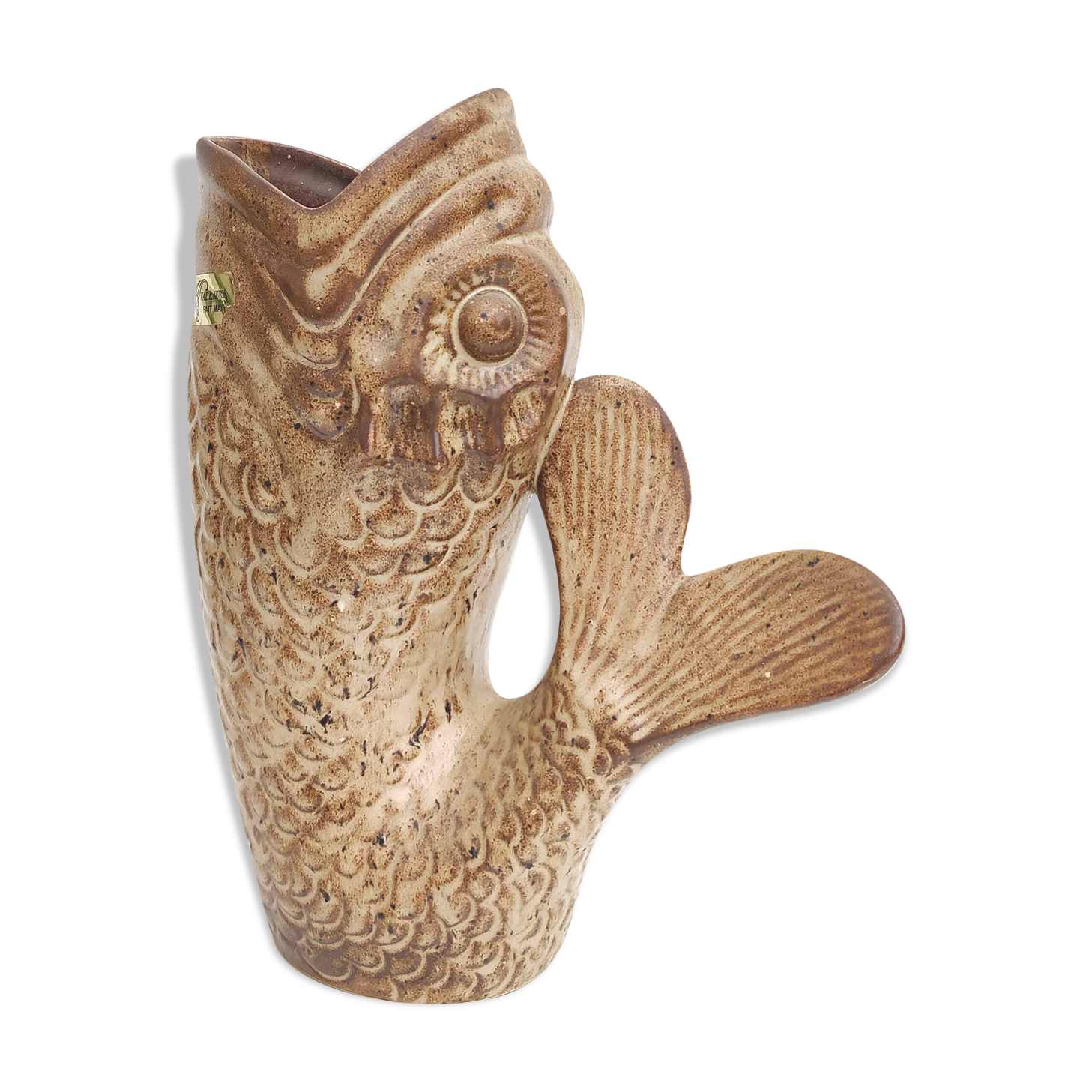 Zoomorphic vase fish Vallauris ceramic