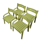 Ensemble de 4 chaises de salle à manger en contreplaqué courbé, années 1960