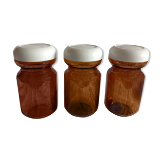 Set of 3 amber jars