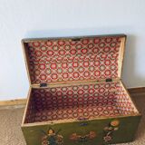 Large antique trunk hand-painted décor