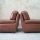 A pair of vintage Italian leather Lounge Chairs, 1970s