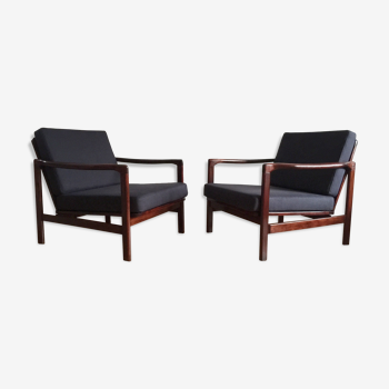 Dark Blue B-7752 Armchairs by Zenon Bączyk for Swarzędzkie Fabryki Mebli, 1960