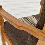 1970s, Danish design, oak wood armchair in furniture wool.