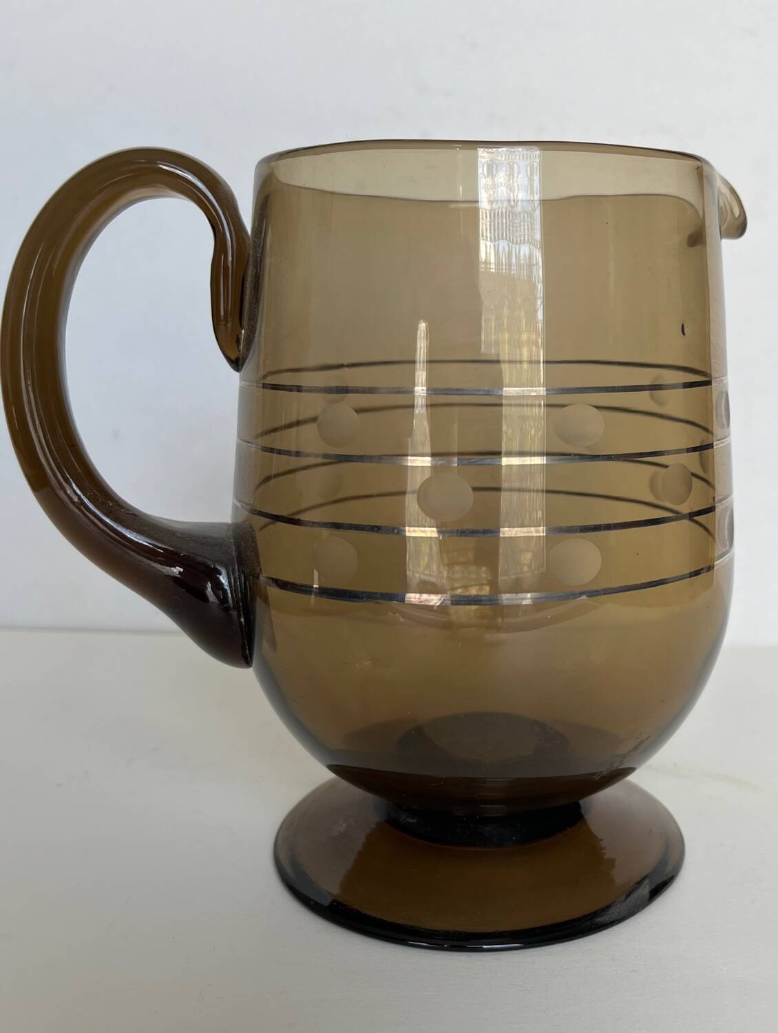 Art deco pitcher in smoked glass