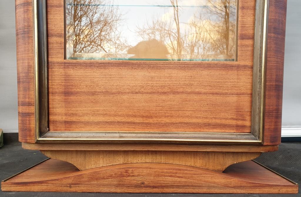 Art Deco showcase 1930 Zebrano, Sycamore and brass foot mustache