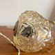 Antique globe pendant lamp in gold glass with brass suspension claw LAMP-7385