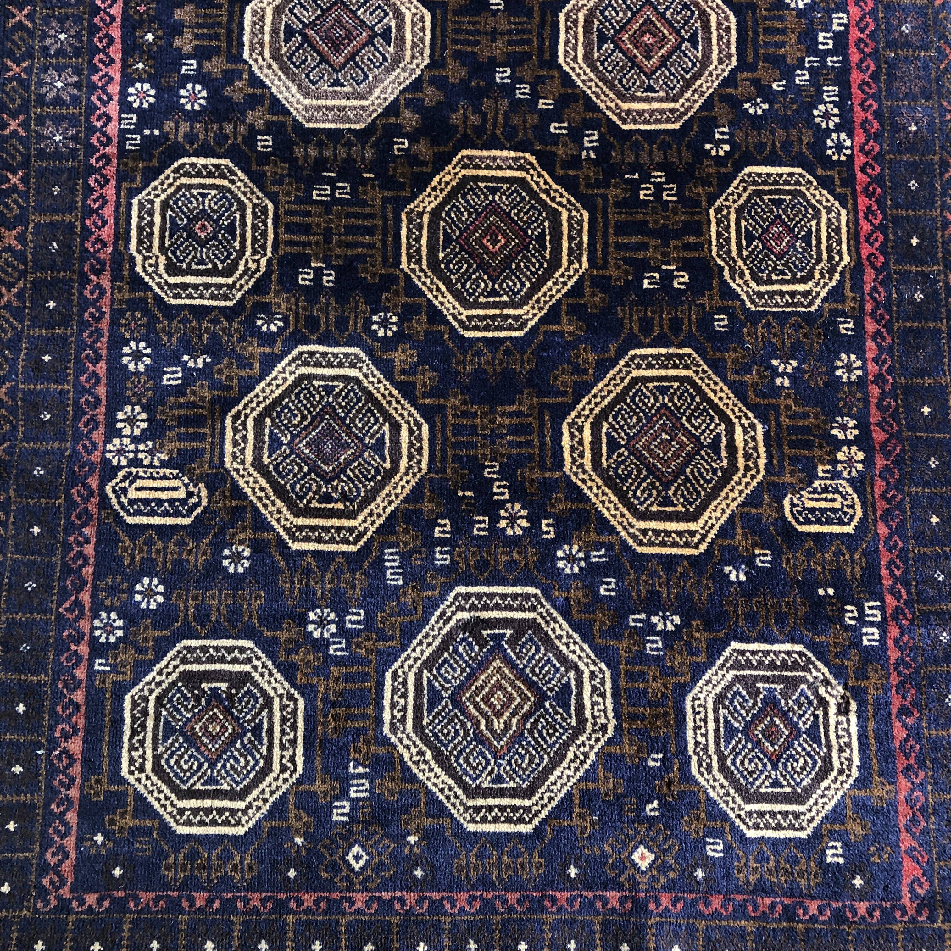 Old oriental carpet 111x195 - dominant blue
