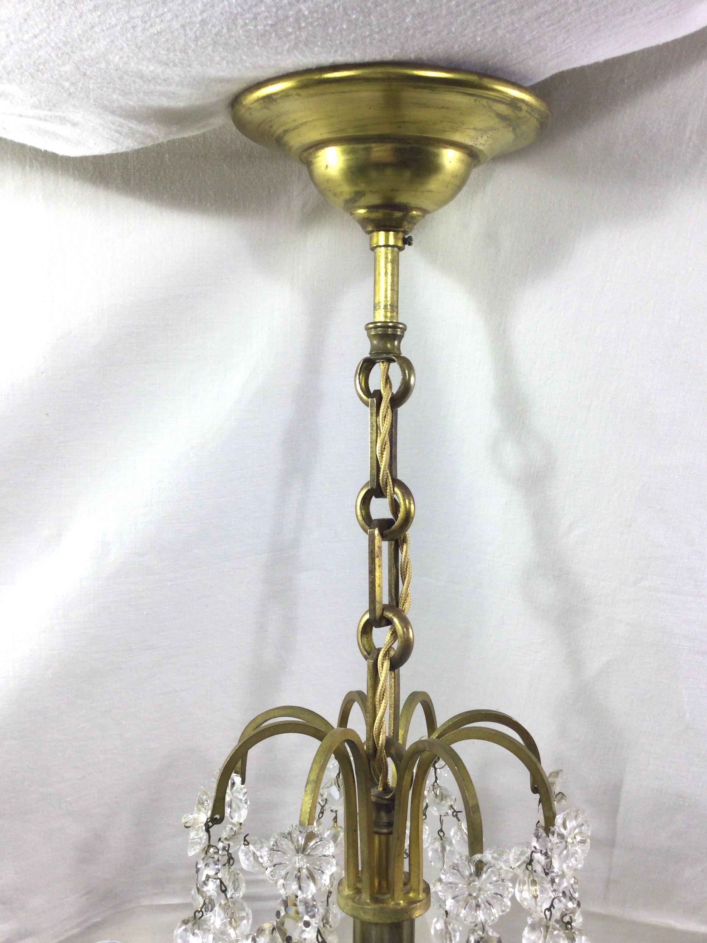 Lustre à 8 lumières en bronze et cristal