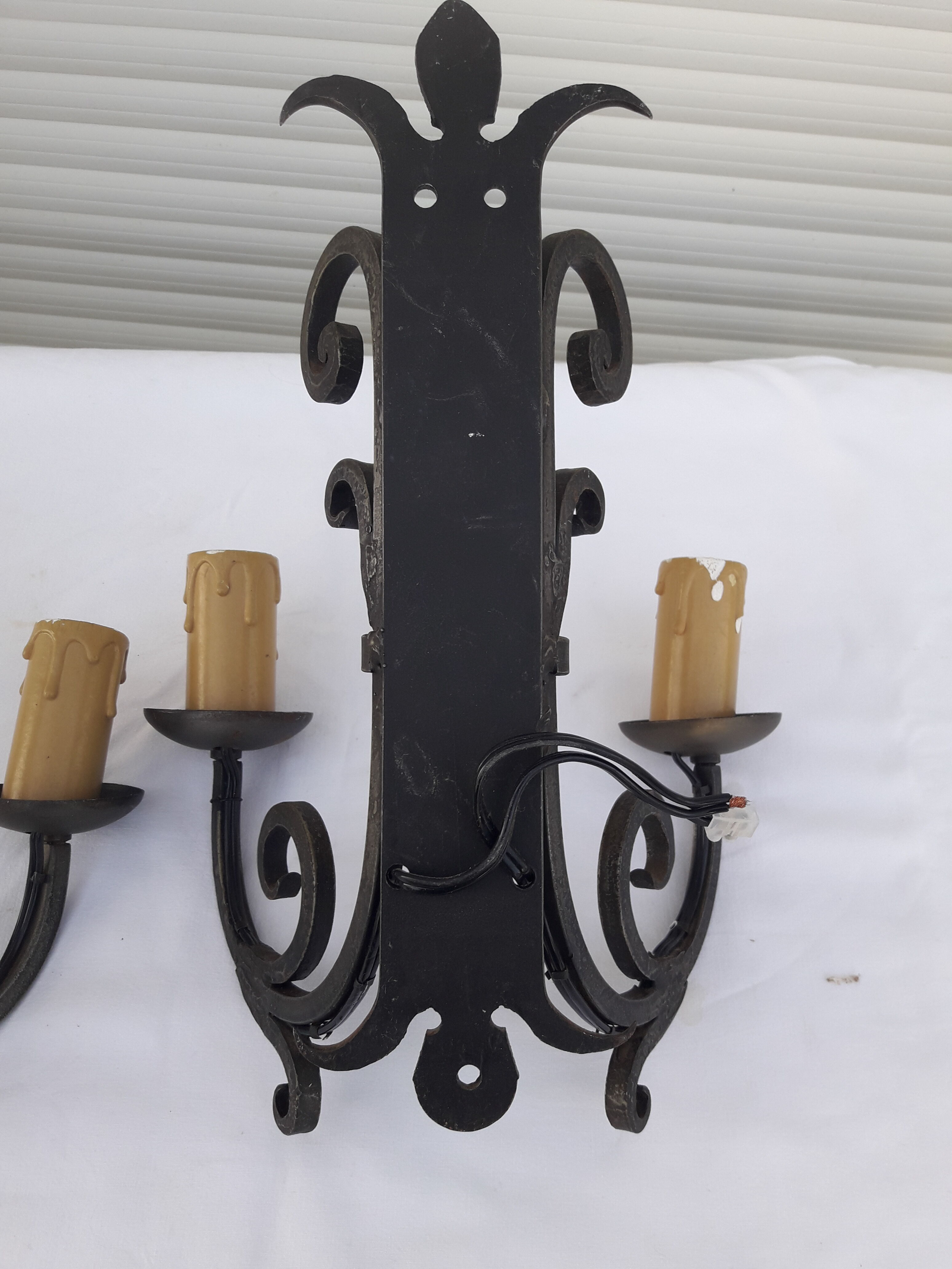 Pair of wrought iron wall light