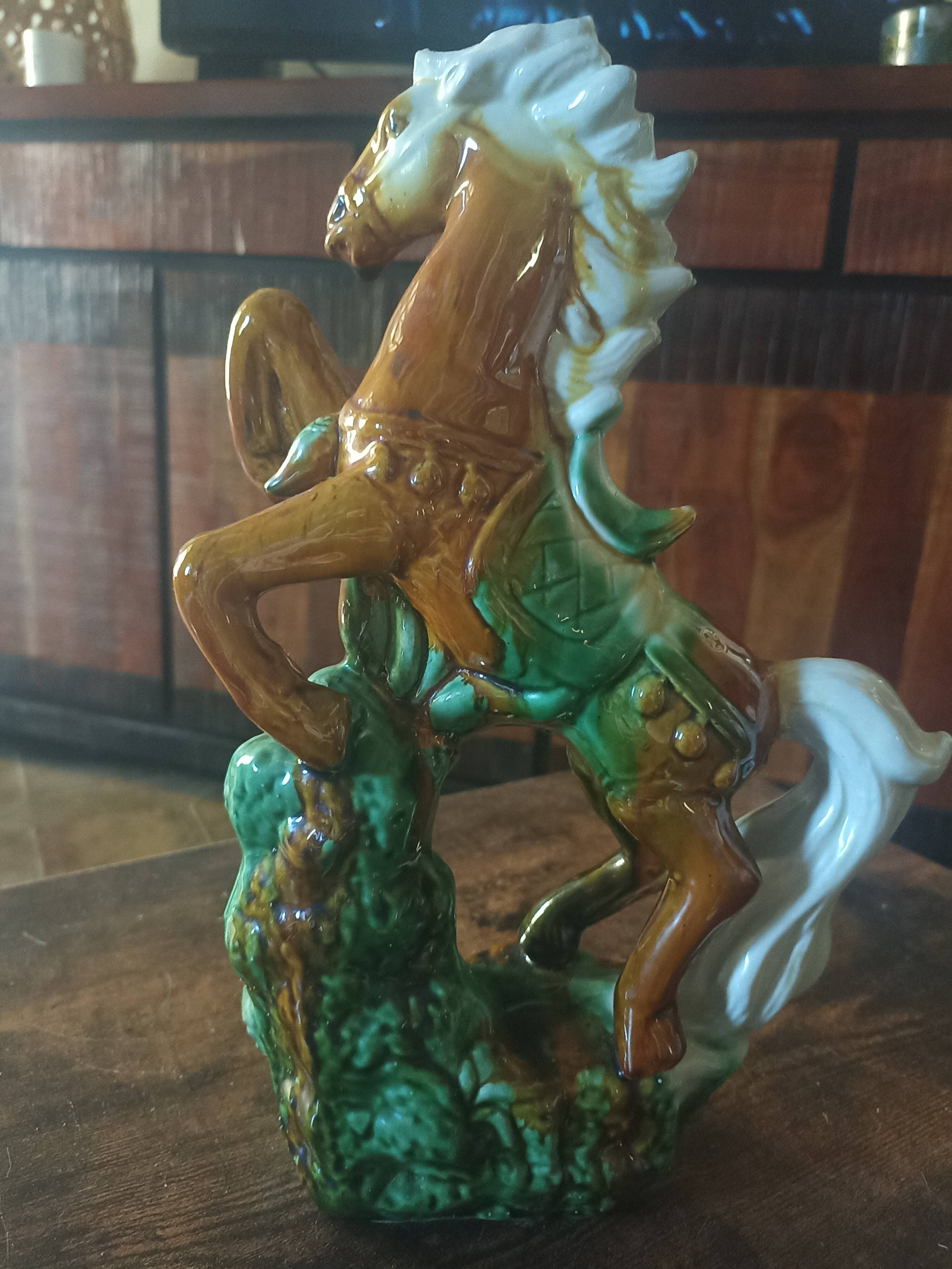 Rearing horse statue