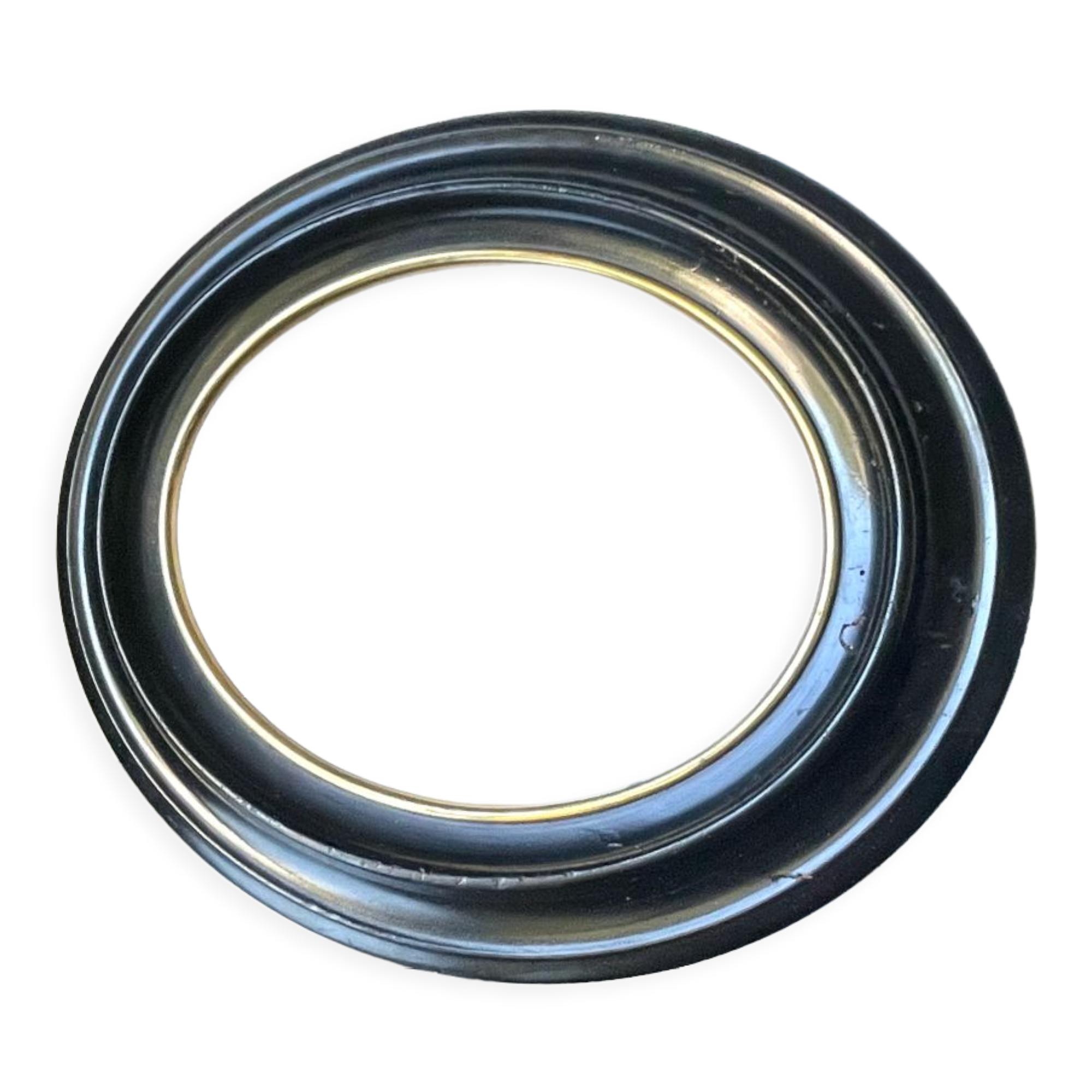 Black wooden oval frame