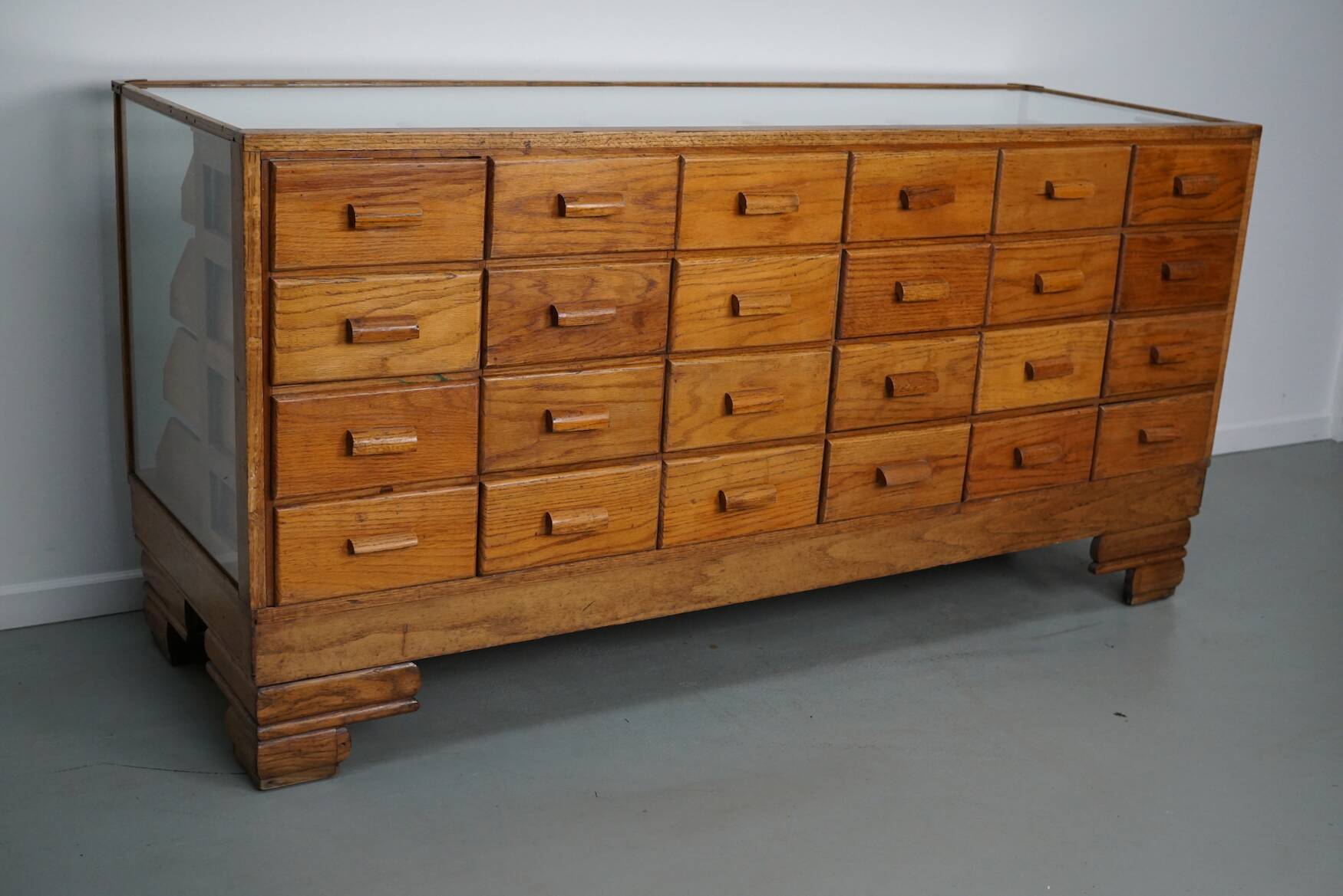 Antique British Oak Haberdashery Cabinet or Shop Counter, 1920/30s