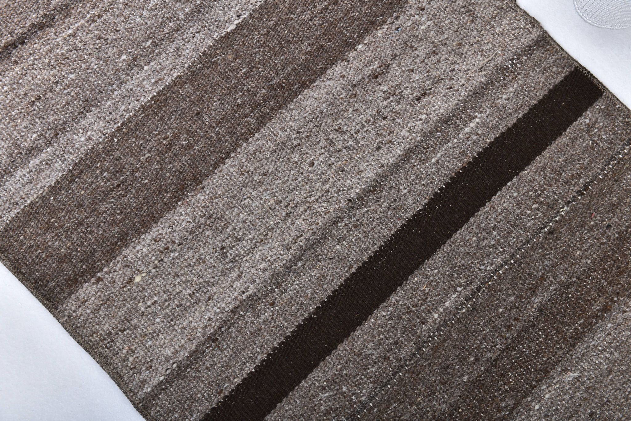 418x65 cm dark brown beige turkish runner wool kilim rug, corridor kilim