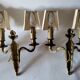 Pair of antique gilded iron wall lamps