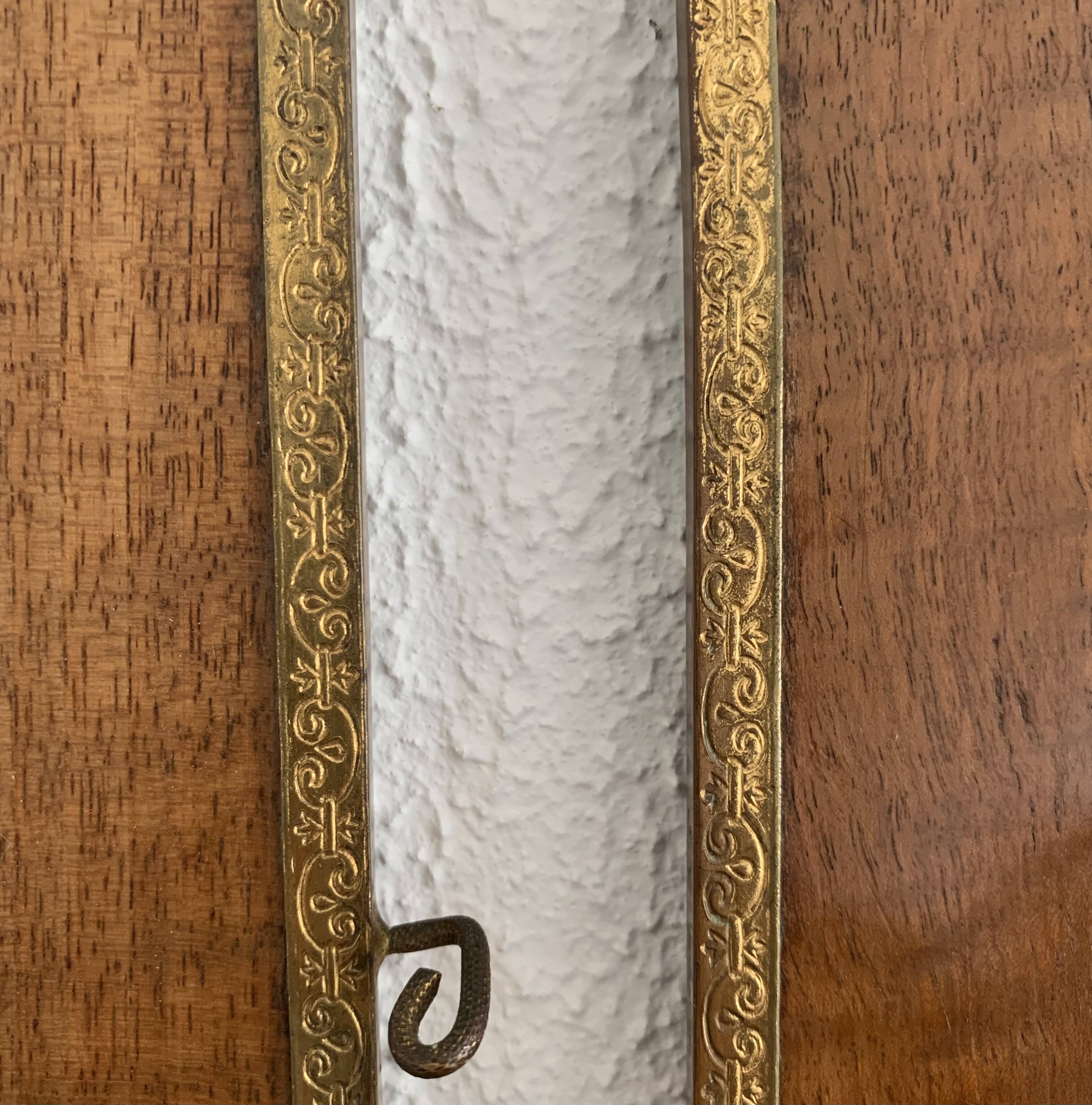 Vintage mirror 1900 barber triptych brass and wood - 29 x 70 cm