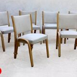 Set of 6 chairs Steiner Bow wood vintage 1950