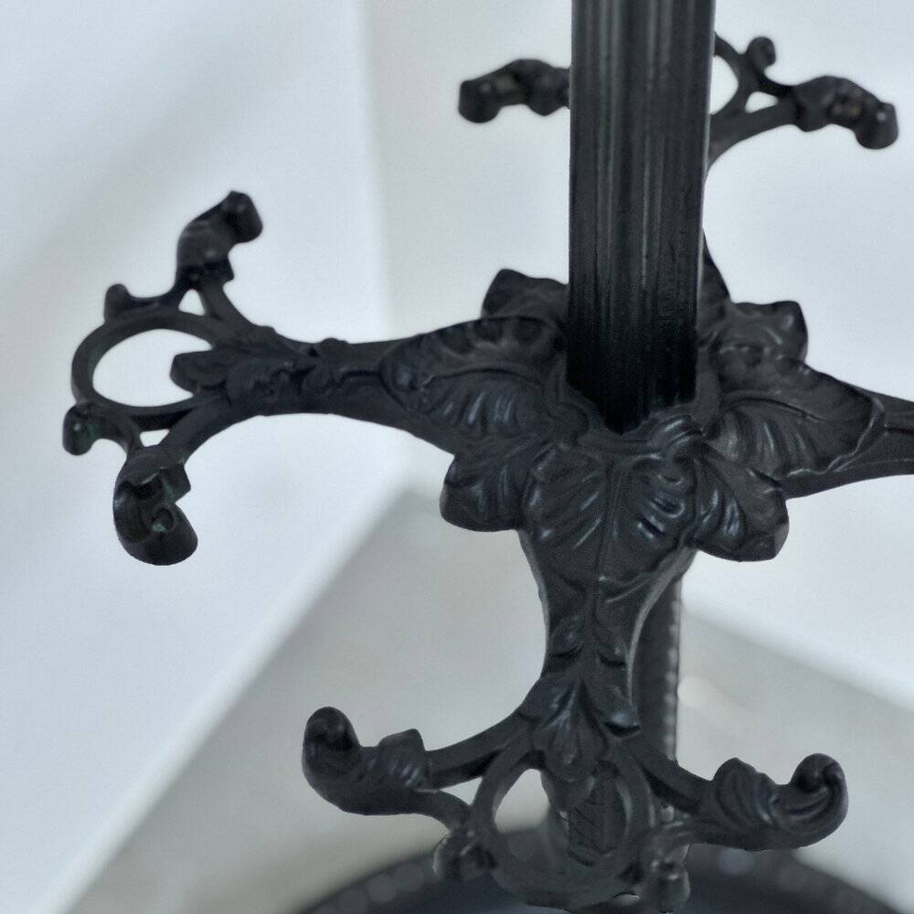 Large ornate cast iron hall tree coat stand with 12 hooks