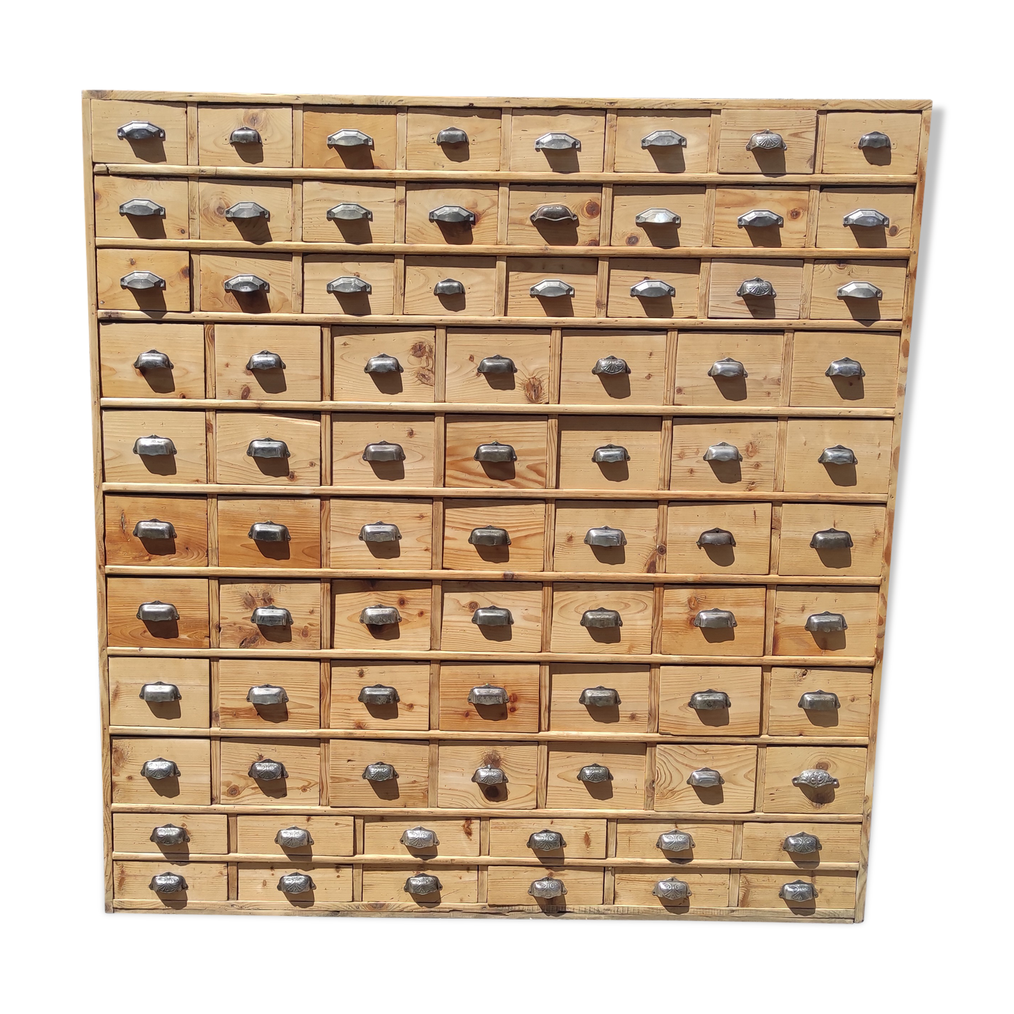 Vintage Industrial Workshop 78 Drawer 2x2 Workshop Craft Cabinet with Shell Handles
