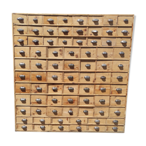 Meuble de métier d'atelier 78 tiroirs 2x2 d'atelier industriel vintage avec poignées coquille