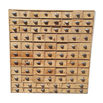 Vintage Industrial Workshop 78 Drawer 2x2 Workshop Craft Cabinet with Shell Handles