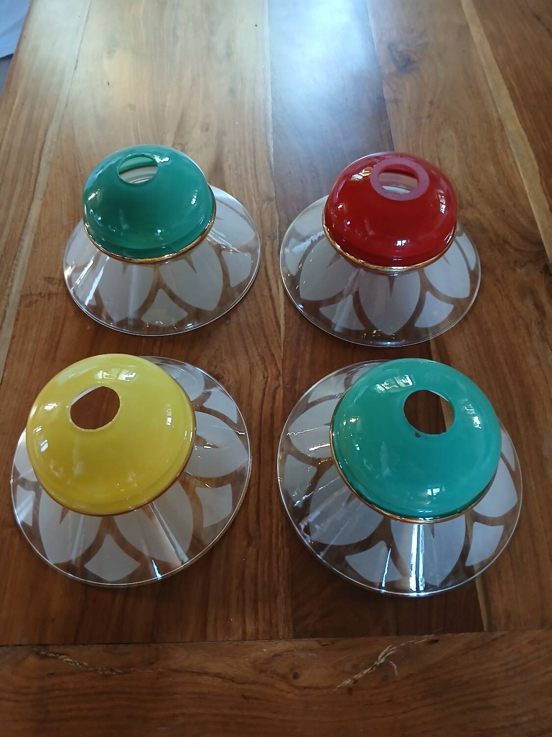 4 Art Deco glass pendant lights