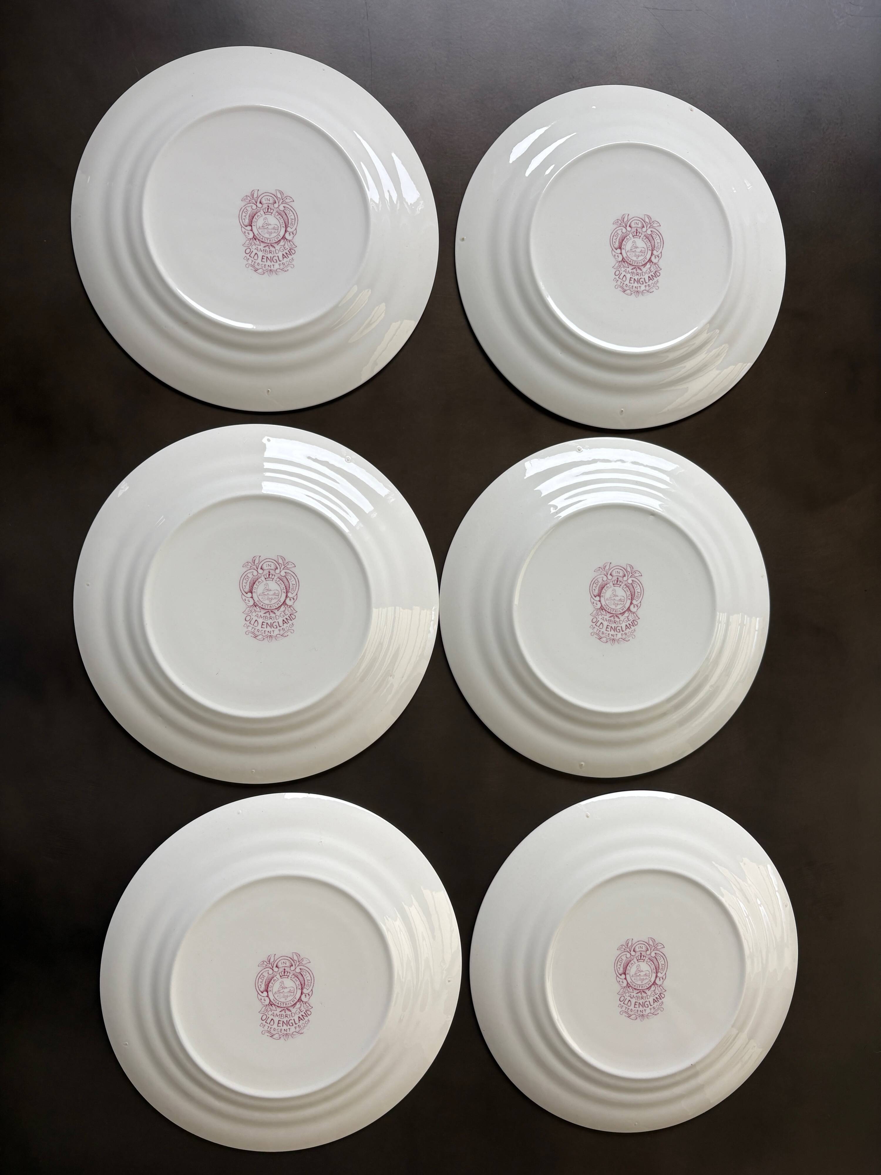 Lot de 6 assiettes à dessert modèle “Cambridge Old England”