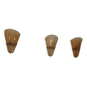 Suite of 3 Art Deco wall lights