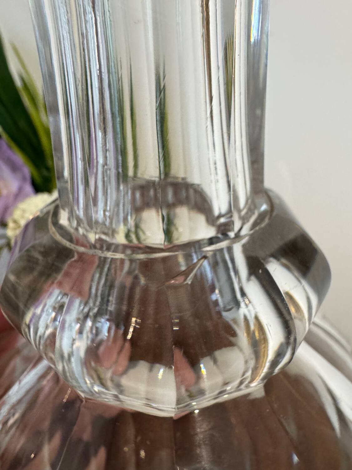 Pair of antique moulded crystal decanters (Baccarat style)