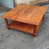 Square coffee table in fir double tray