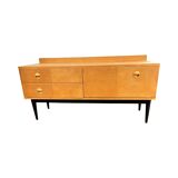 Low ash sideboard chest of drawers, Danish design, 1970s.