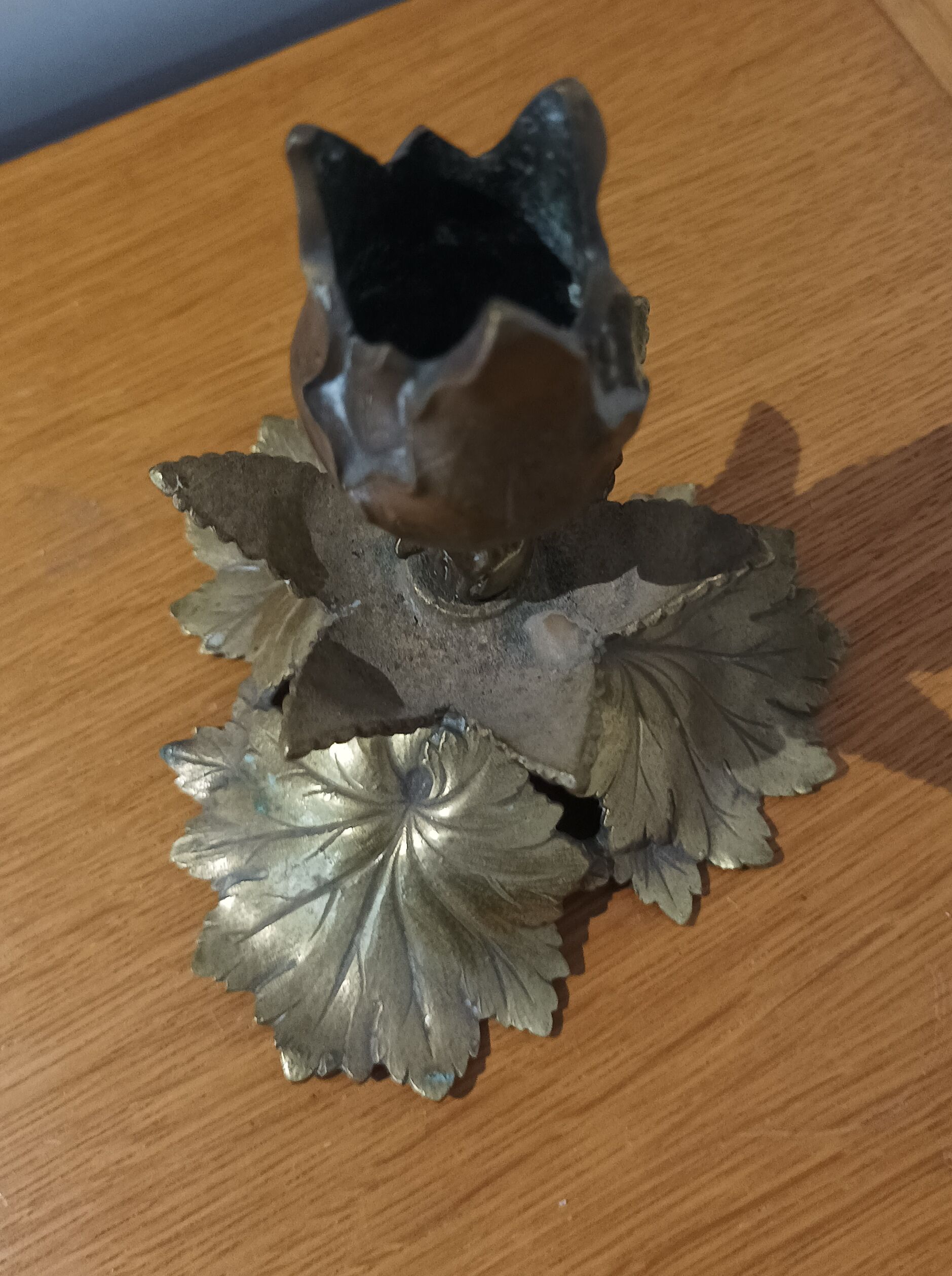 Art nouveau bronze candle holder