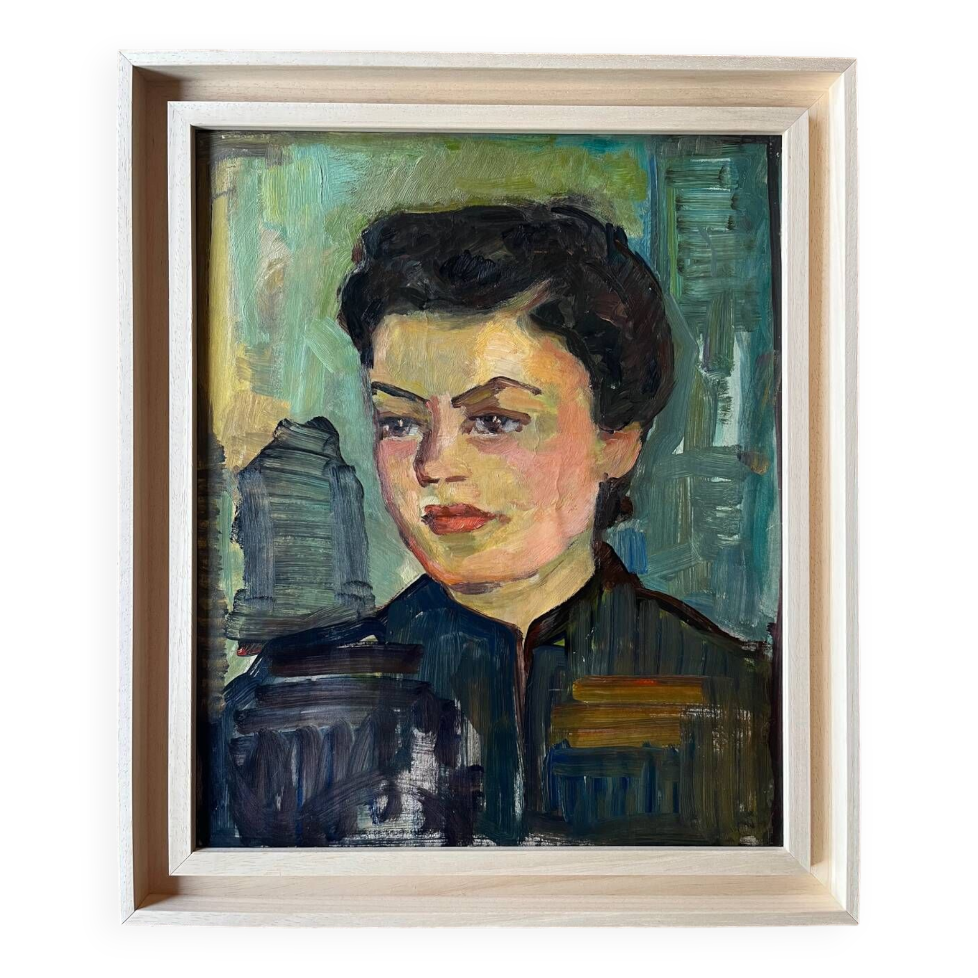 Young worker, oil on paper, mounted on cardboard