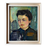 Young worker, oil on paper, mounted on cardboard