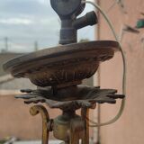 Ancien lustre en bronze et cristal anciennement à gaz datant de la fin du XIX siècle