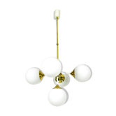 Lustre en laiton à 5 bras du milieu du siècle