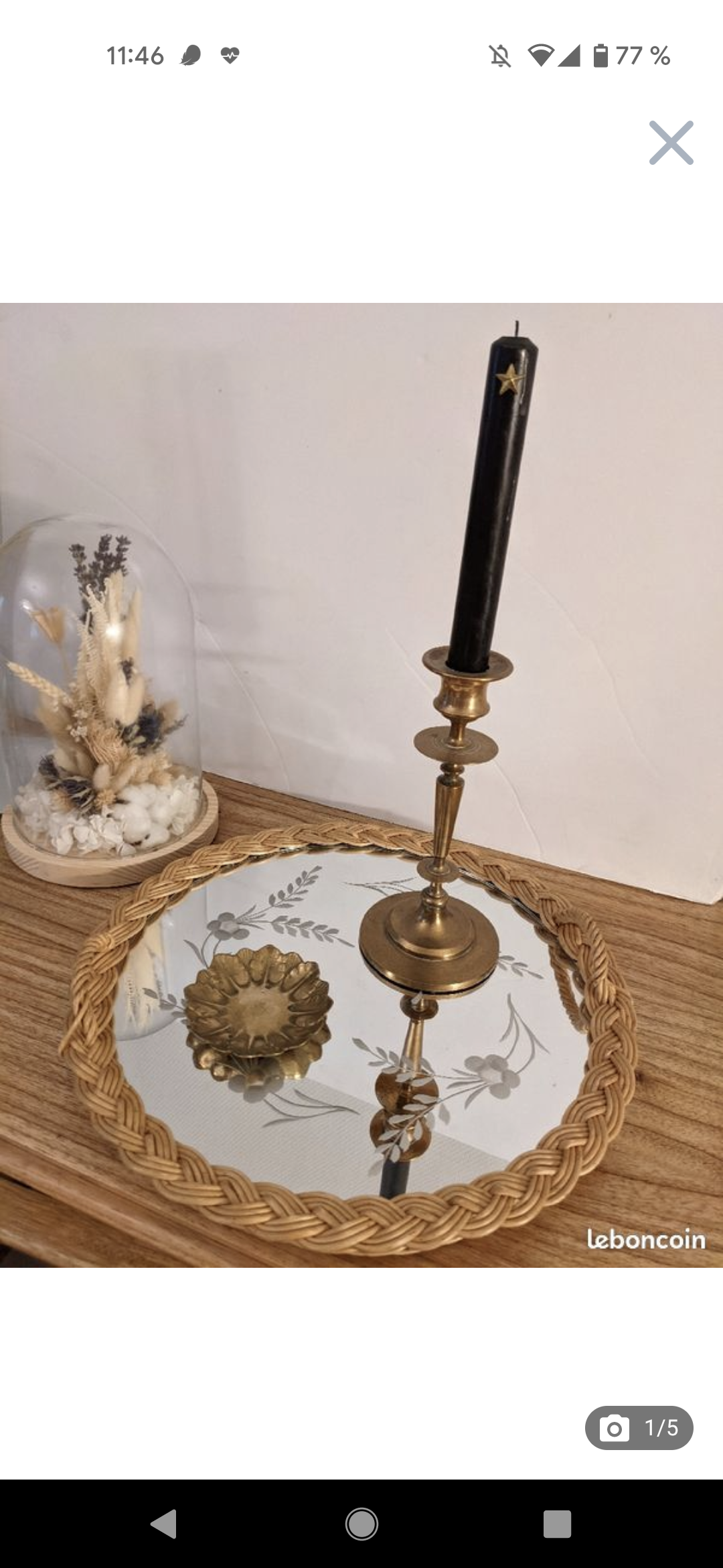 Rattan top and vintage chiseled mirror