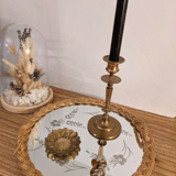 Rattan top and vintage chiseled mirror