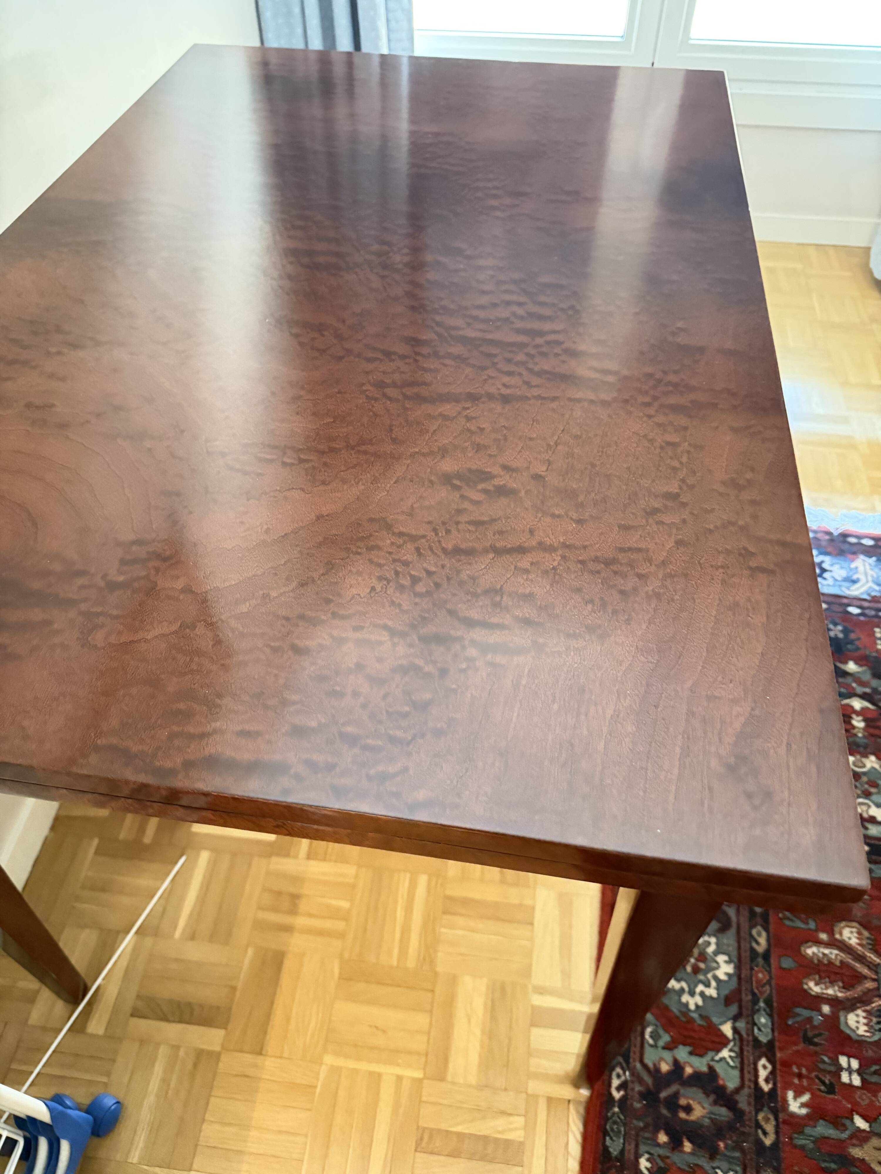 Folding bridge table in solid mahogany – 1950s – professionally restored