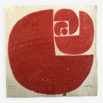 Pierre SZÉKELY, Univers pomme, 1971. Estampe originale signée au crayon