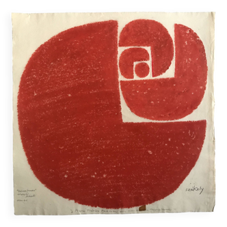 Pierre SZÉKELY, Univers pomme, 1971. Estampe originale signée au crayon