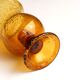 Organic amber bubble glass candle holder, 70s