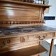 Antique cherry wood sideboard with marble top, 2 front drawers, 1 shelf.