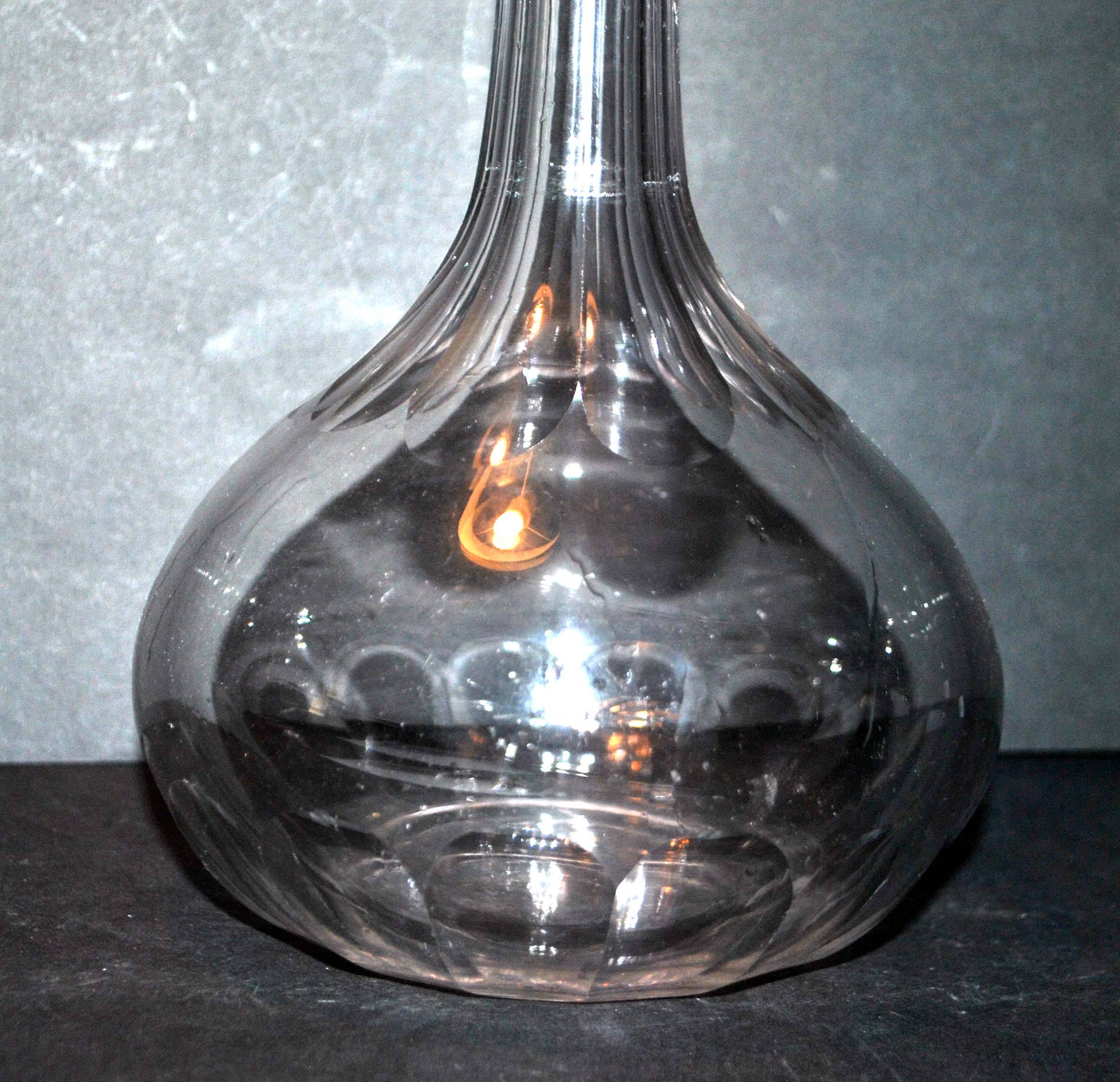 Old baccarat crystal carafe - 1907 catalog gondola shape with flat ribs 21cm