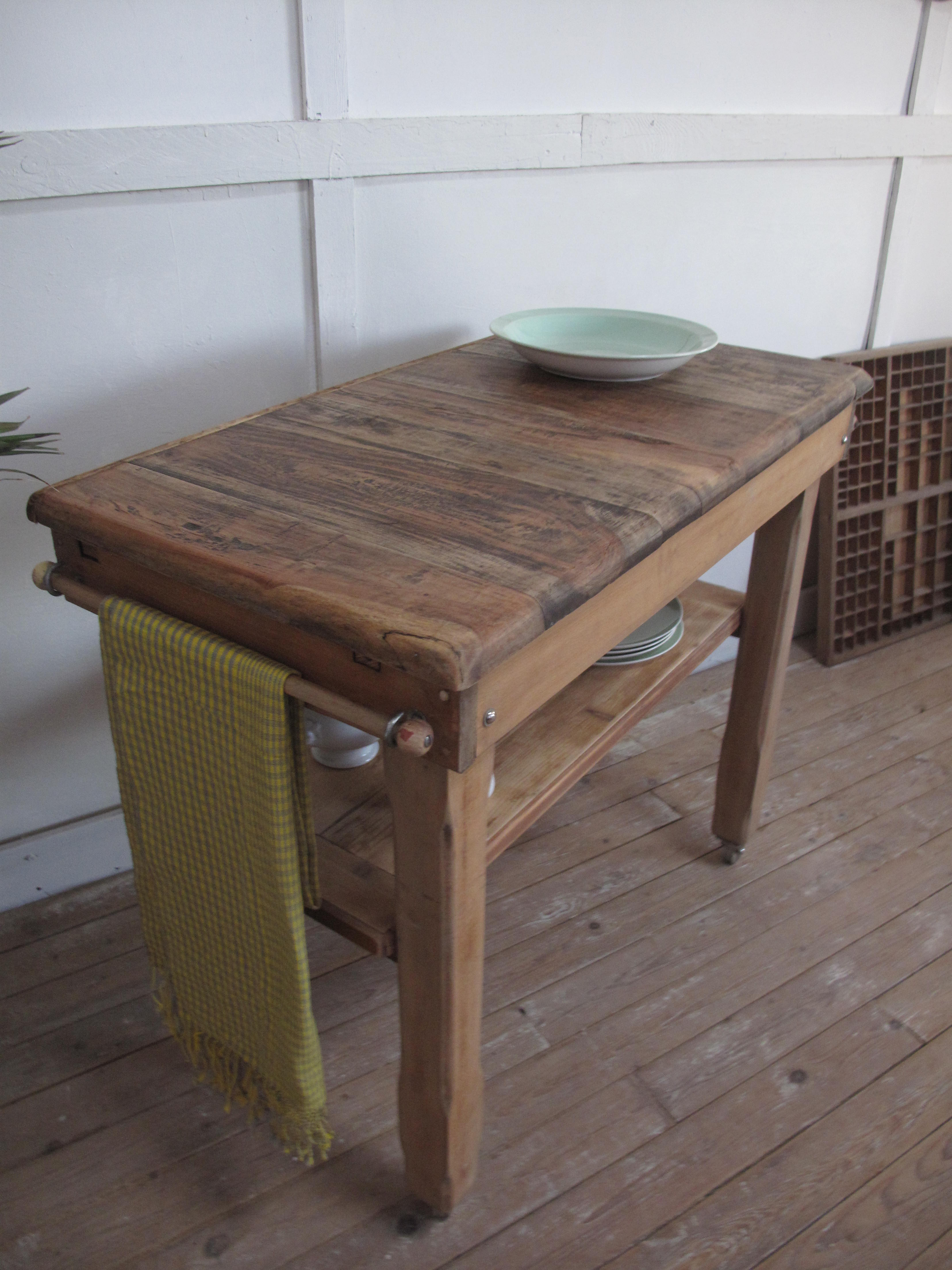 Billot de boucher ancien desserte bois