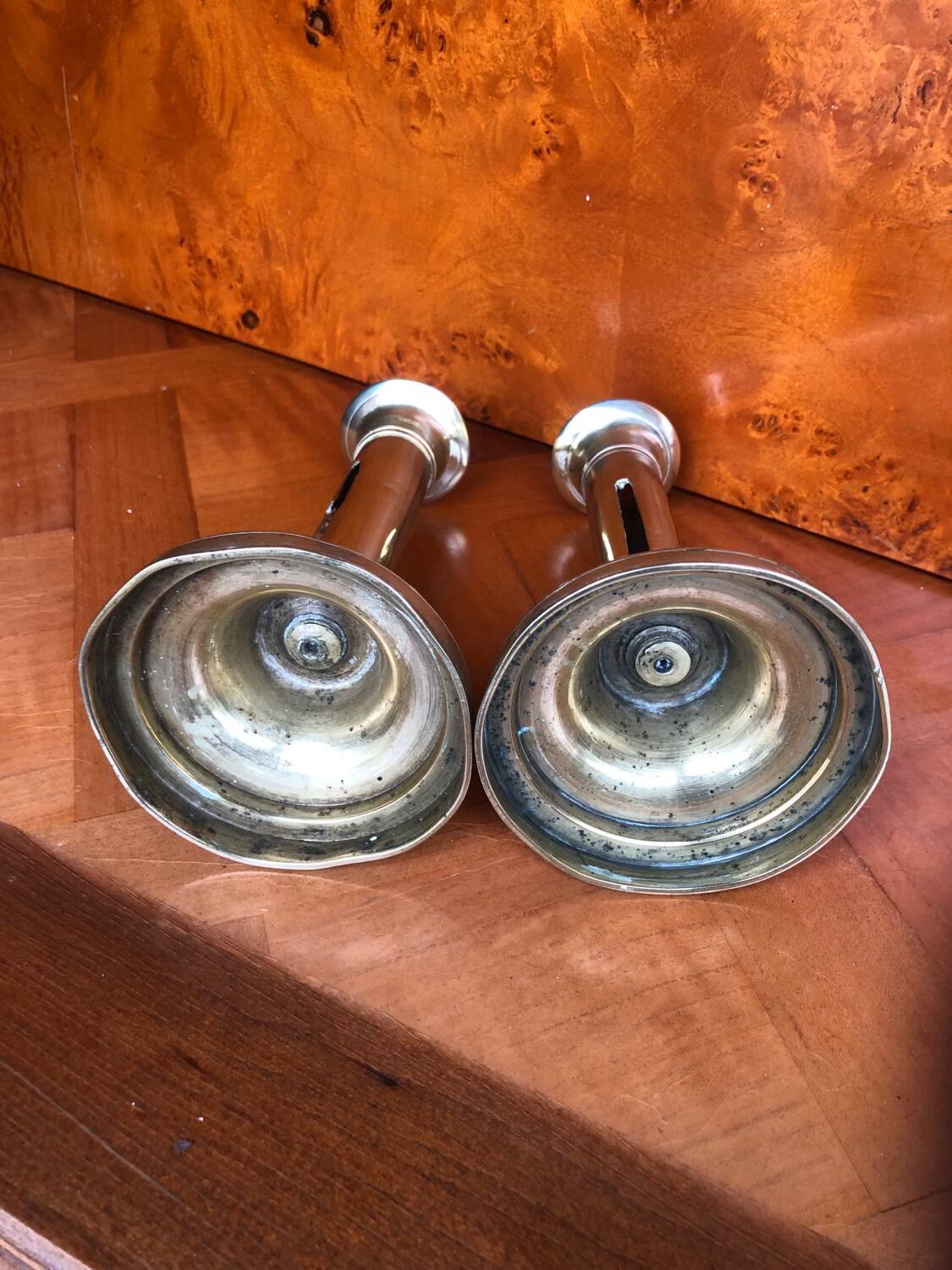 Pair of antique brass candlesticks