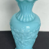 Pair of opaline candlesticks and its vase